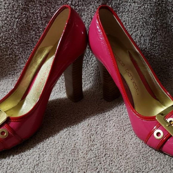 Jessica Bennett 6.5 patent pink with red trim - Picture 3 of 5